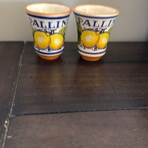 Pallini Limoncello Deruta Italy Hand-Painted Ceramic Shot Glasses – Set of 2